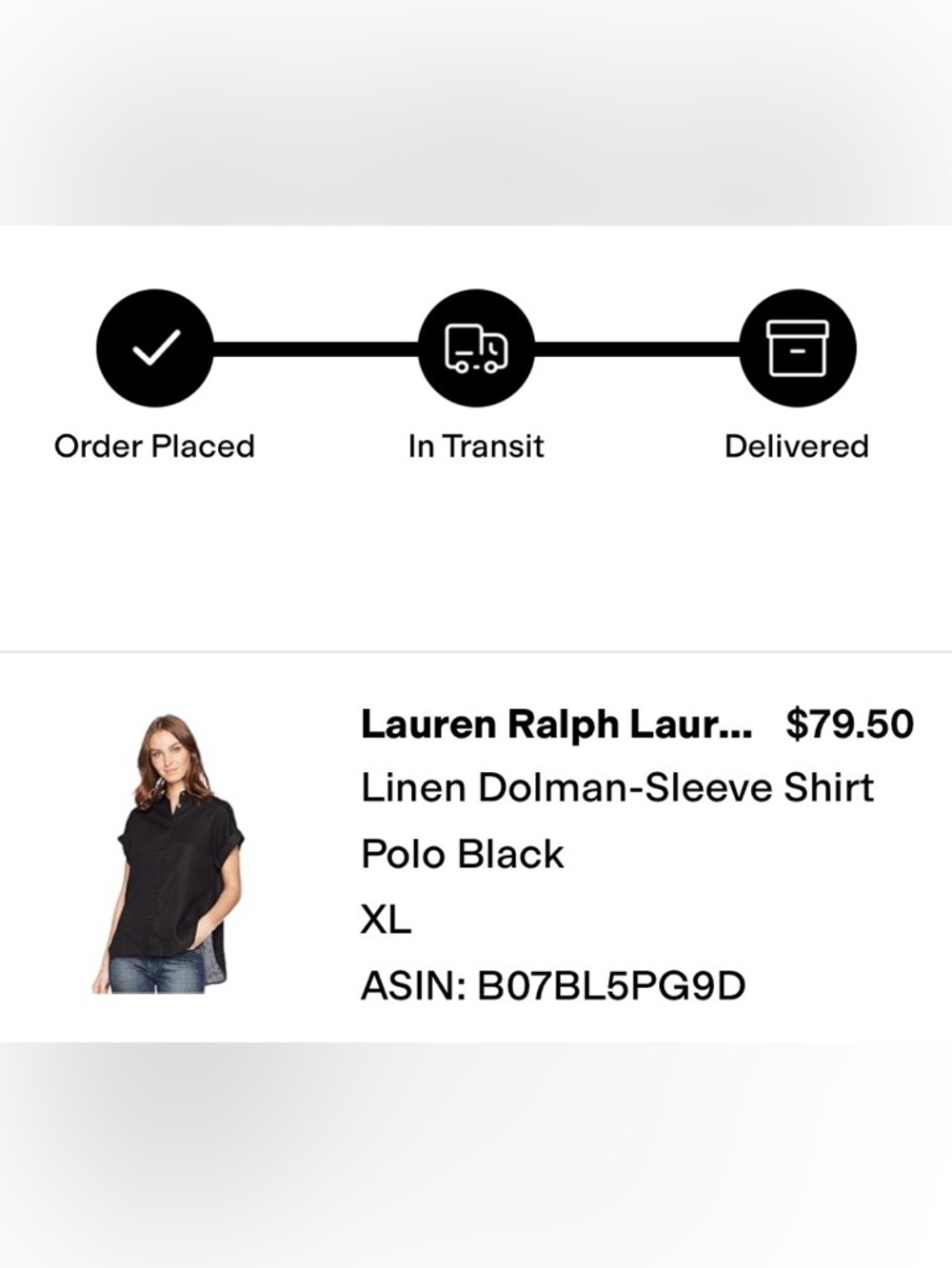 Lauren Ralph Lauren Polo Black Linen Dolman Short-Sleeve Button-Front Shirt XL - Picture 4 of 8